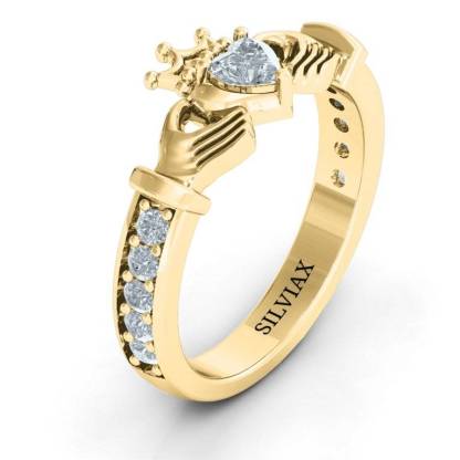 Custom Zircon Classic Claddagh Heart Ring Wedding Engraved Ring  -silviax