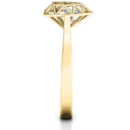 Custom Zircon Diamond Heart Cage Ring Promise Engraved Ring  -silviax