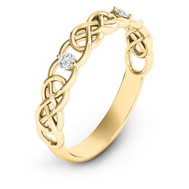 Custom Zircon Two Stone Weaving Infinity Ring-silviax