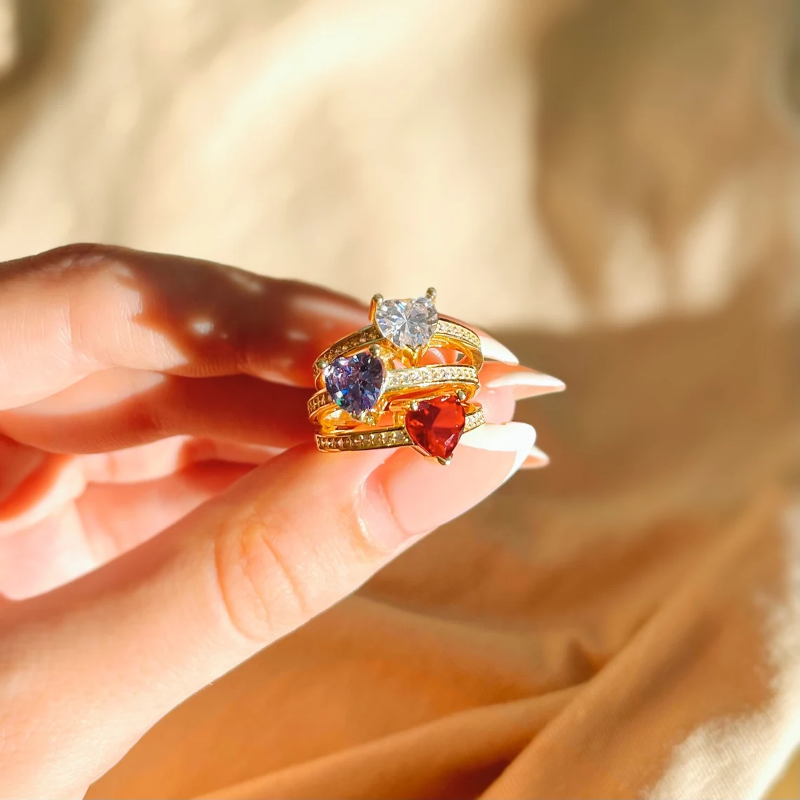 Custom Birthstone Crystal Heart Promise Ring Gifts For Women-silviax