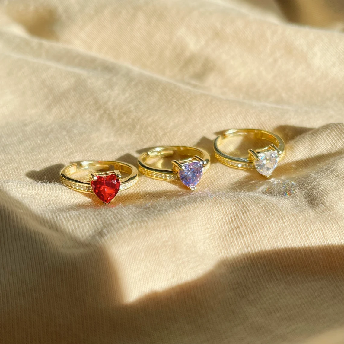 Custom Birthstone Crystal Heart Promise Ring Gifts For Women-silviax