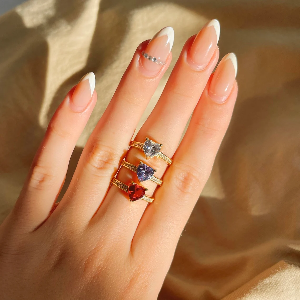 Custom Birthstone Crystal Heart Promise Ring Gifts For Women-silviax