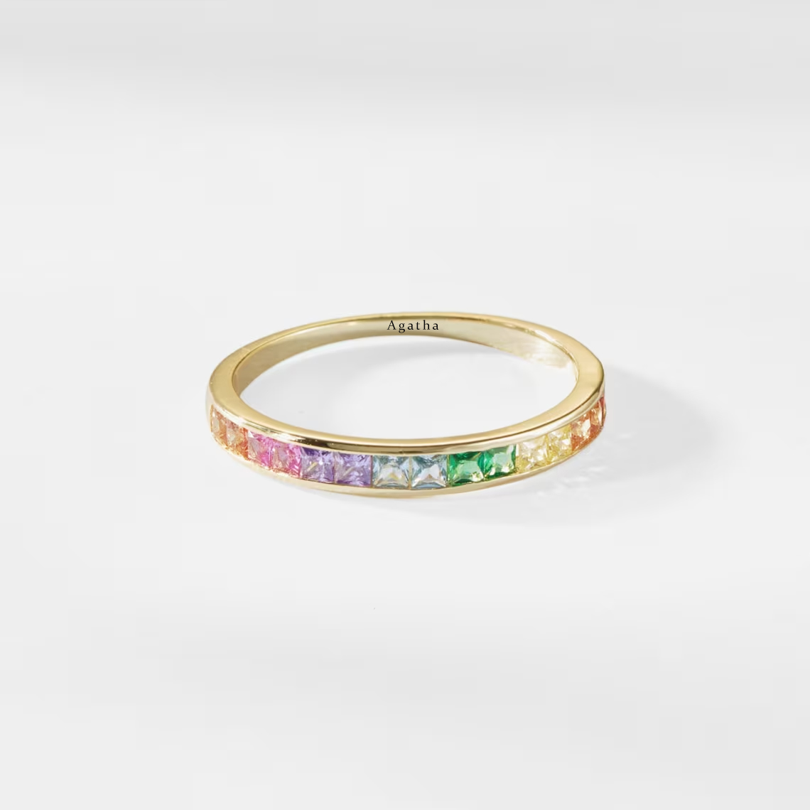 Custom Rainbow Wedding Ring Name Ring-silviax