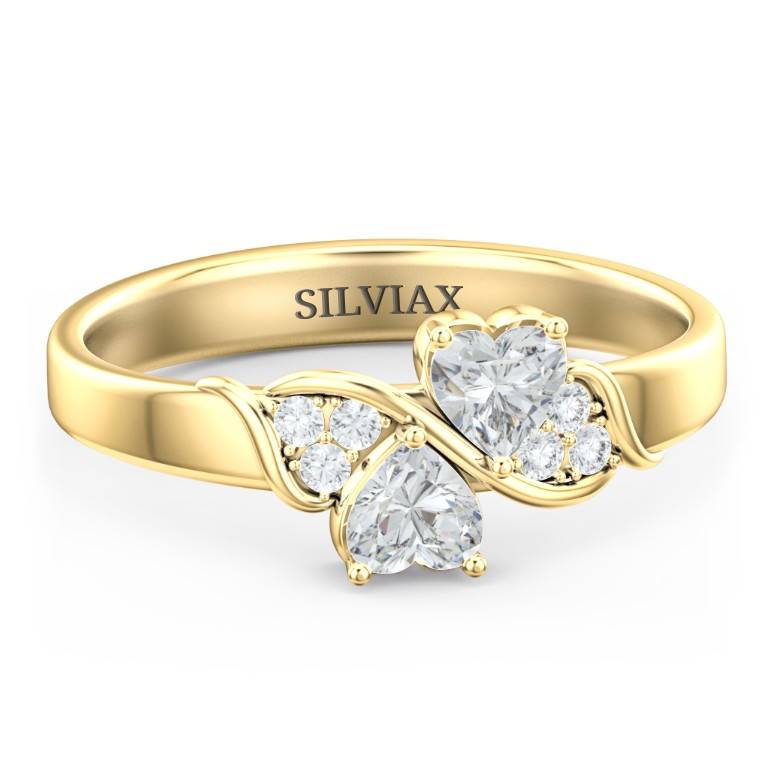 Heart Cut Accent Stones Ring Custom Zircon Ring-silviax