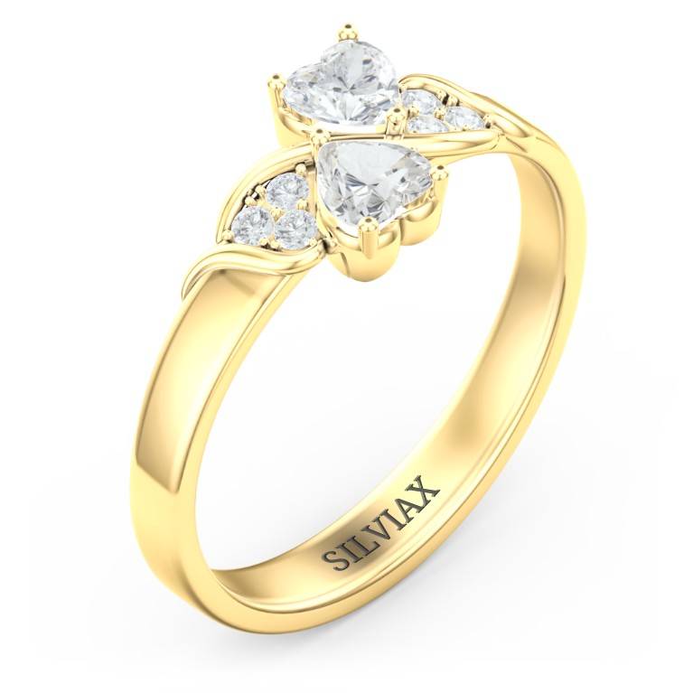 Heart Cut Accent Stones Ring Custom Zircon Ring-silviax