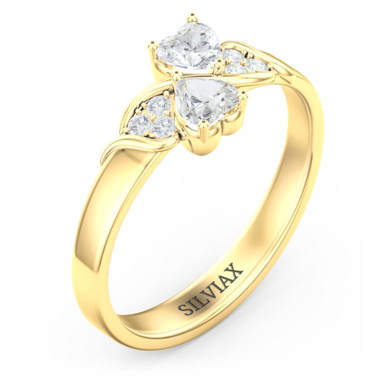 Heart Cut Accent Stones Ring Custom Zircon Ring-silviax