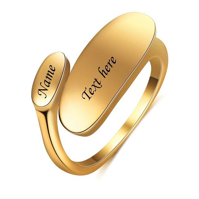 Irregular Geometric Adjustable Engraved Ring Customized Name Ring-silviax