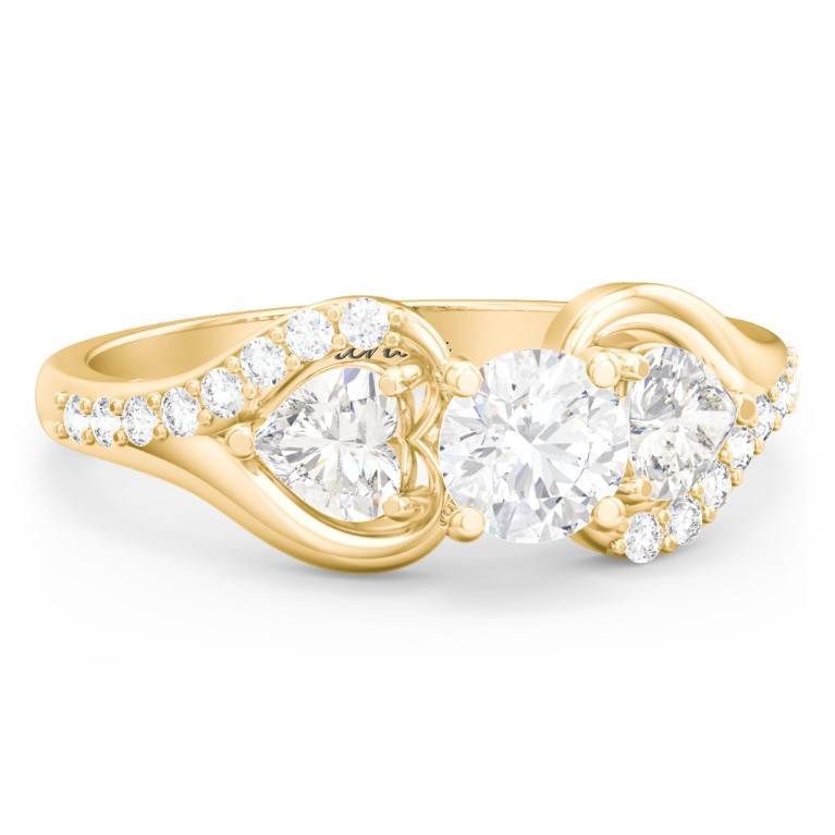 Round Heart Stones Gemstone Engagement Ring Custom Name Ring-silviax