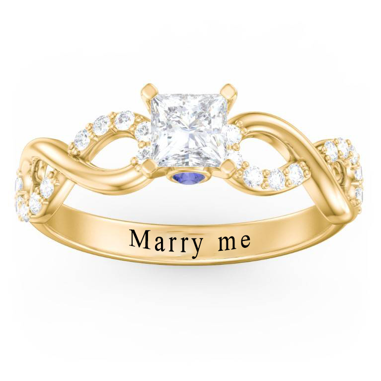 Gemstone Infinity Custom Engraved Promise Wedding Ring-silviax