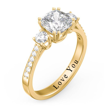 3 Stone Cushion Cut Duchess Promise Custom Name Ring-silviax