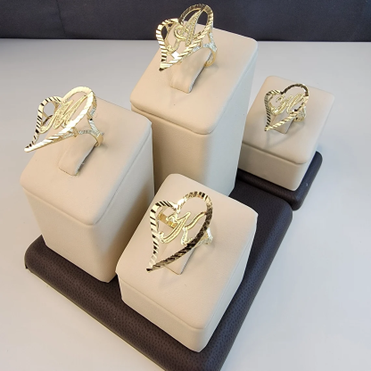 Initial Letter Heart Ring Personalized Custom Engraved Ring