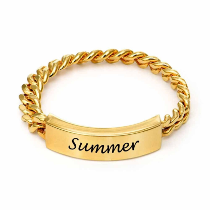 Custom Cuban Chain Ring Gold Plate Name Ring
