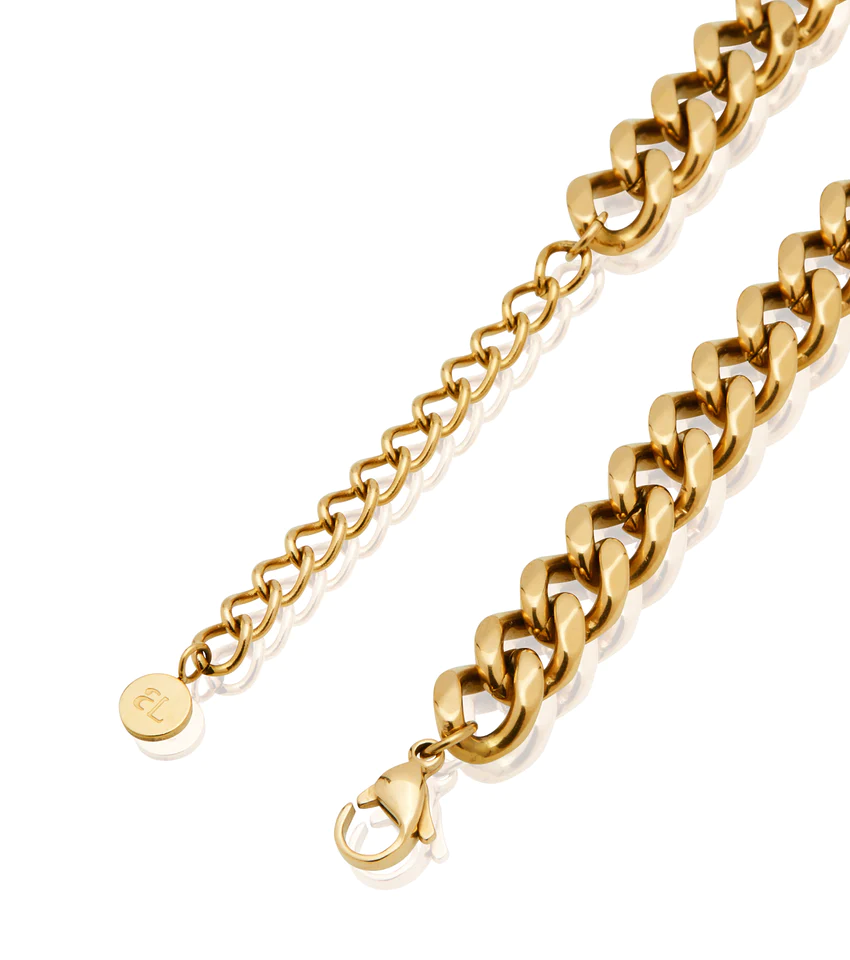 2 Initial Choker Necklace and Bracelet Personalized Jewelry Set with Cuban Chain-silviax