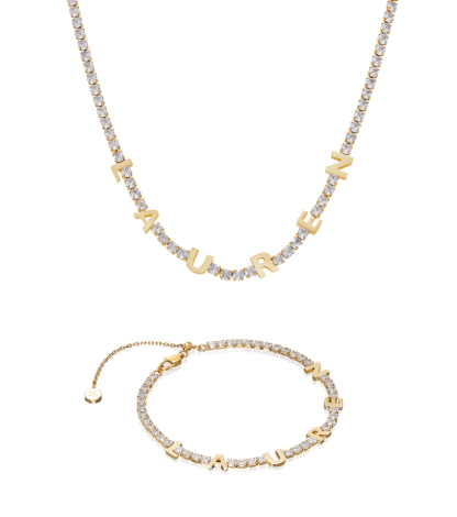 Personalized Initial Jewelry Set Custom Name Tennis Necklace and Bracelet-silviax