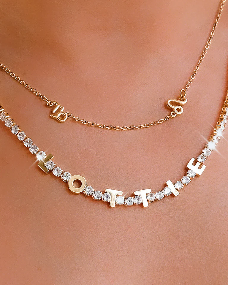 Personalized Initial Jewelry Set Custom Name Tennis Necklace and Bracelet-silviax