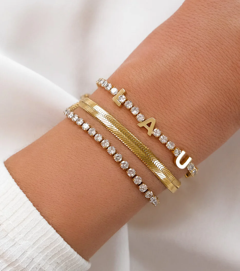 Personalized Initial Jewelry Set Custom Name Tennis Necklace and Bracelet-silviax