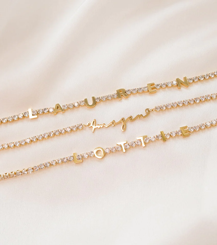 Personalized Initial Jewelry Set Custom Name Tennis Necklace and Bracelet-silviax