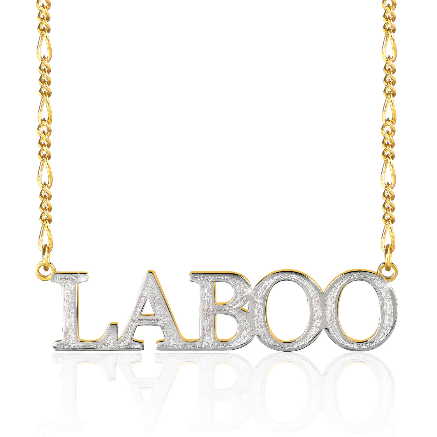 Two Tone Capital Letters Personalized Custom Gold Plated Name Necklace-silviax
