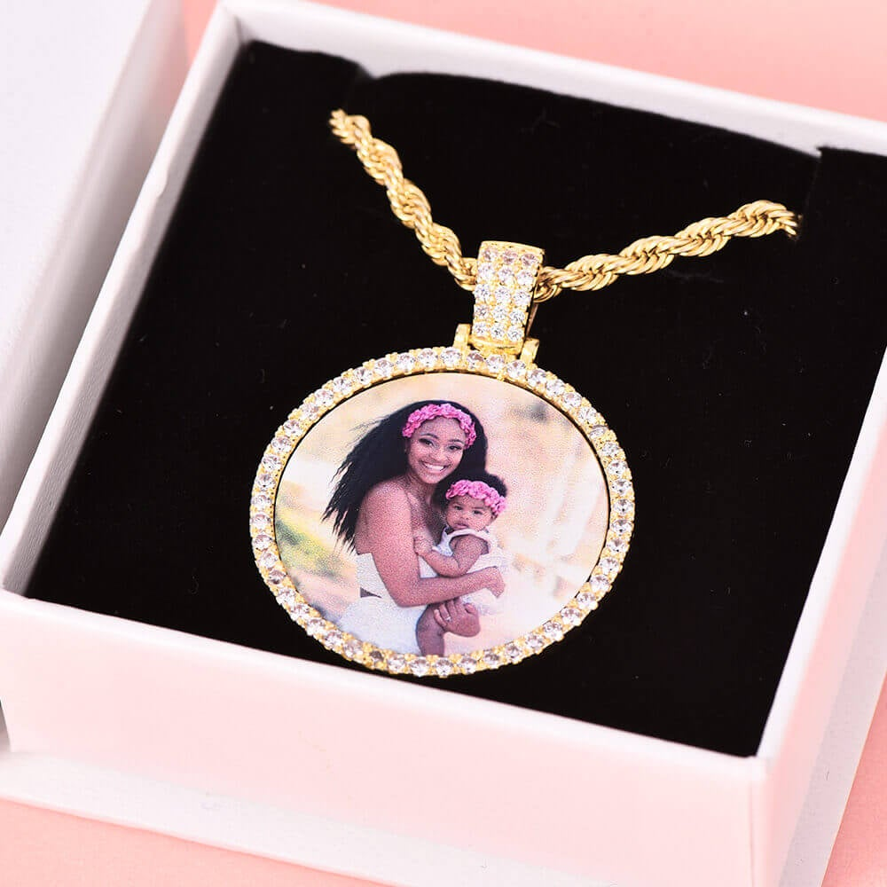 Circular Personalized Photo Pendant Medallions Necklace-silviax