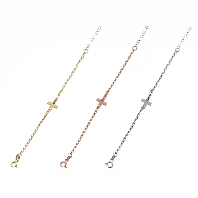 Baby Personalized Custom Engraved Cross Name Bracelet Gift For Kid-silviax