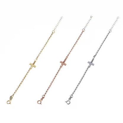 Baby Personalized Custom Engraved Cross Name Bracelet Gift For Kid-silviax