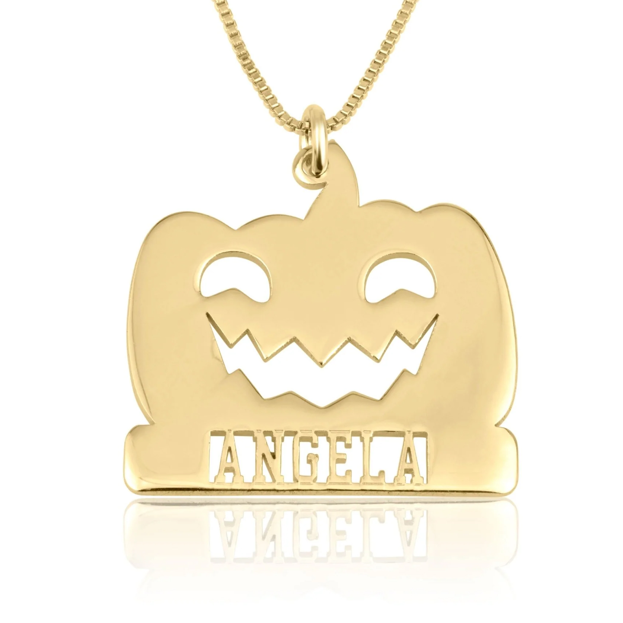 Halloween Box Chain Personalized Custom Pumpkin Nameplate Necklace