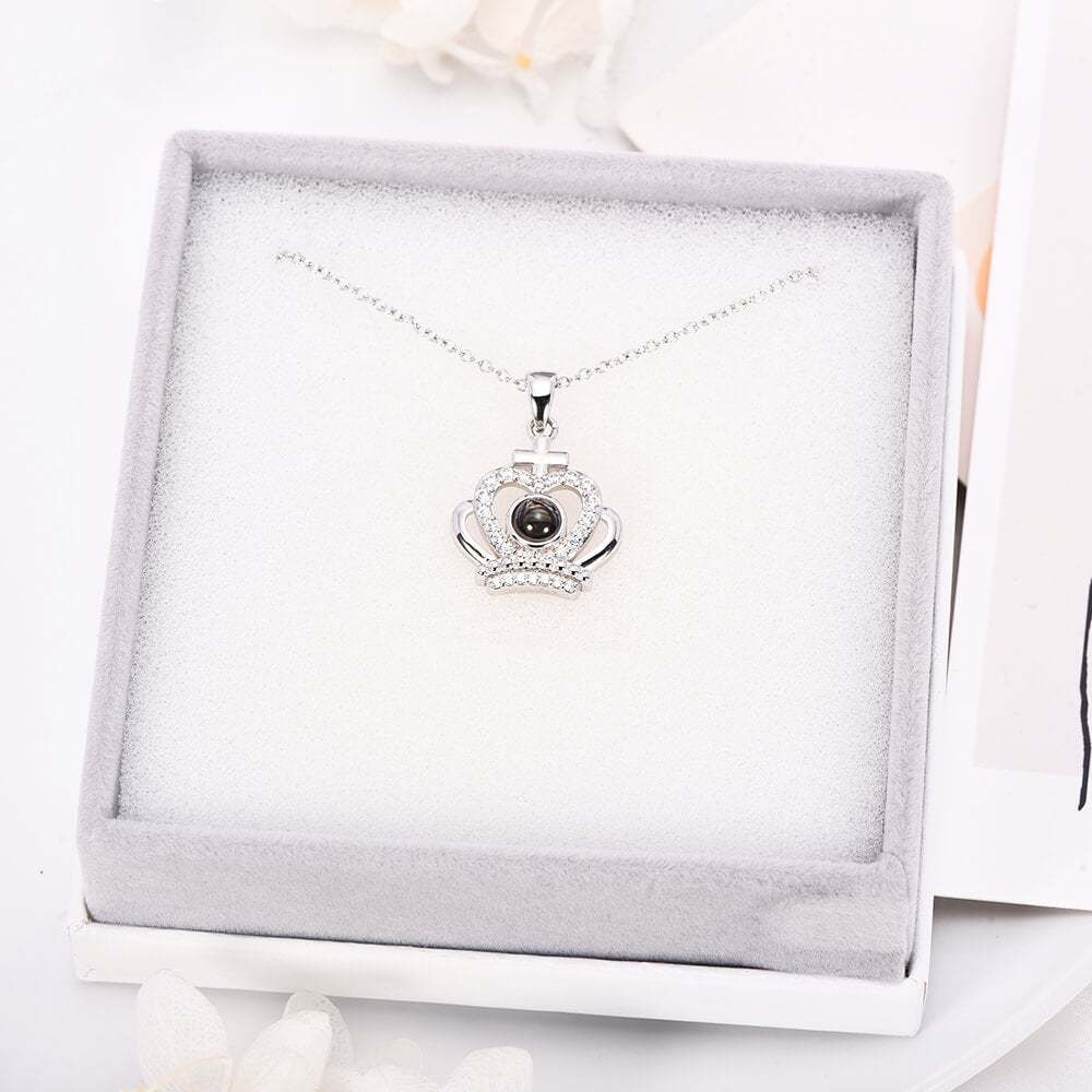Crown Pendant Personalized Color Photo Projection Necklace-silviax