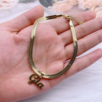 Gold Plated Nameplate Pendant with Snake Chain Personalized Custom Name Necklace-silviax