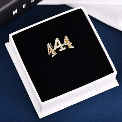 0 To 9 Luck Number Inlaid Zircon Personalized Custom Number Ring-silviax