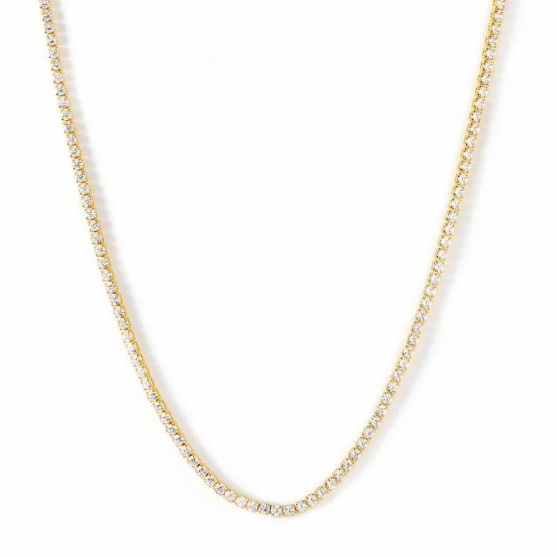 3MM/4MM Gold Plated Tennis Chain Necklace-silviax