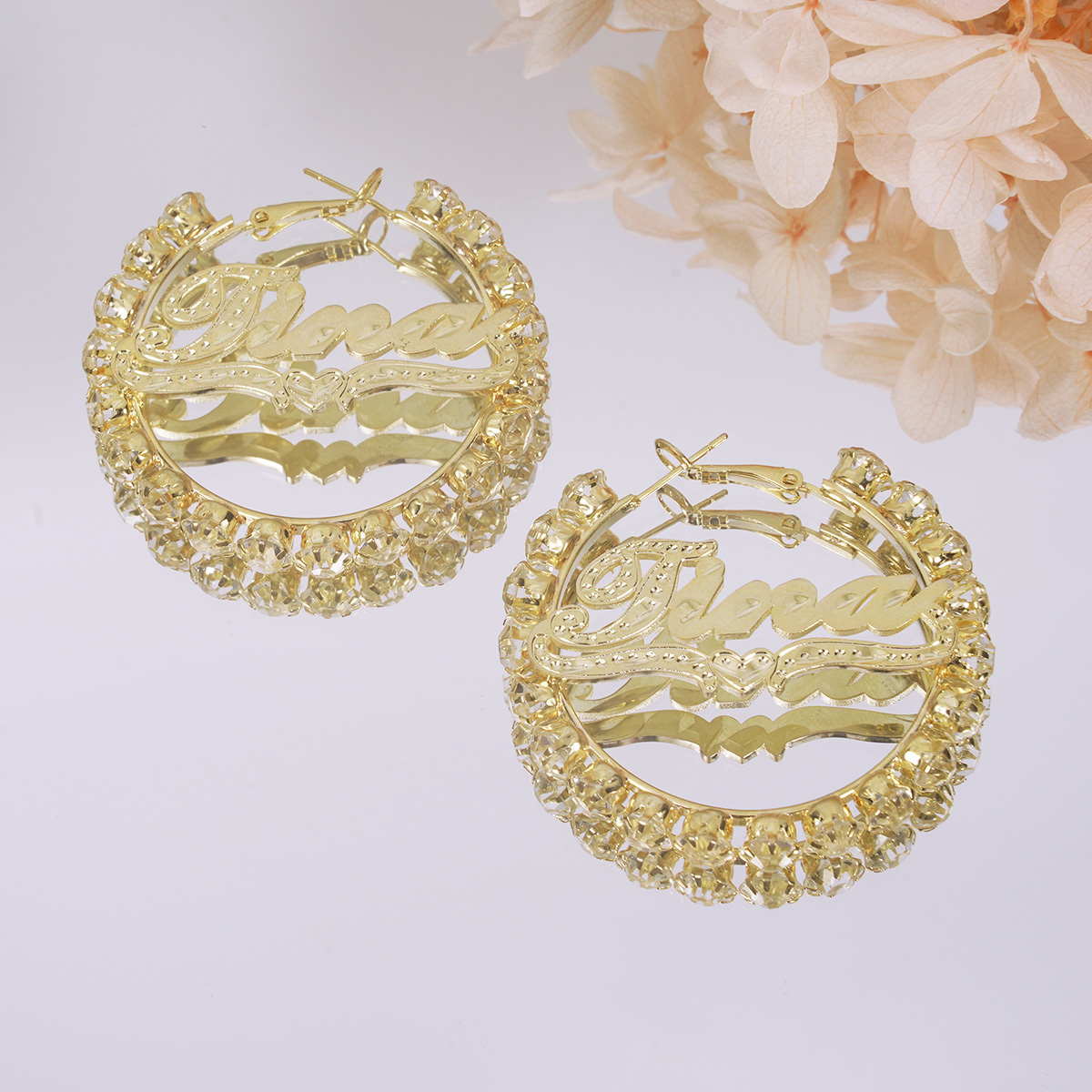 Gold Plated Personalized Hoop Name Earrings-silviax