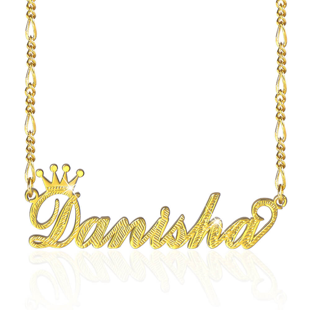 Gold Plated Crown Personalized Custom Name Necklace-silviax