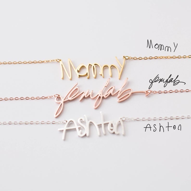 Personalized Signature Gold Plated Custom Handwriting Necklace-silviax