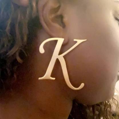 Big Letter Personalized Custom Gold Plate Initial Stud Earrings-silviax
