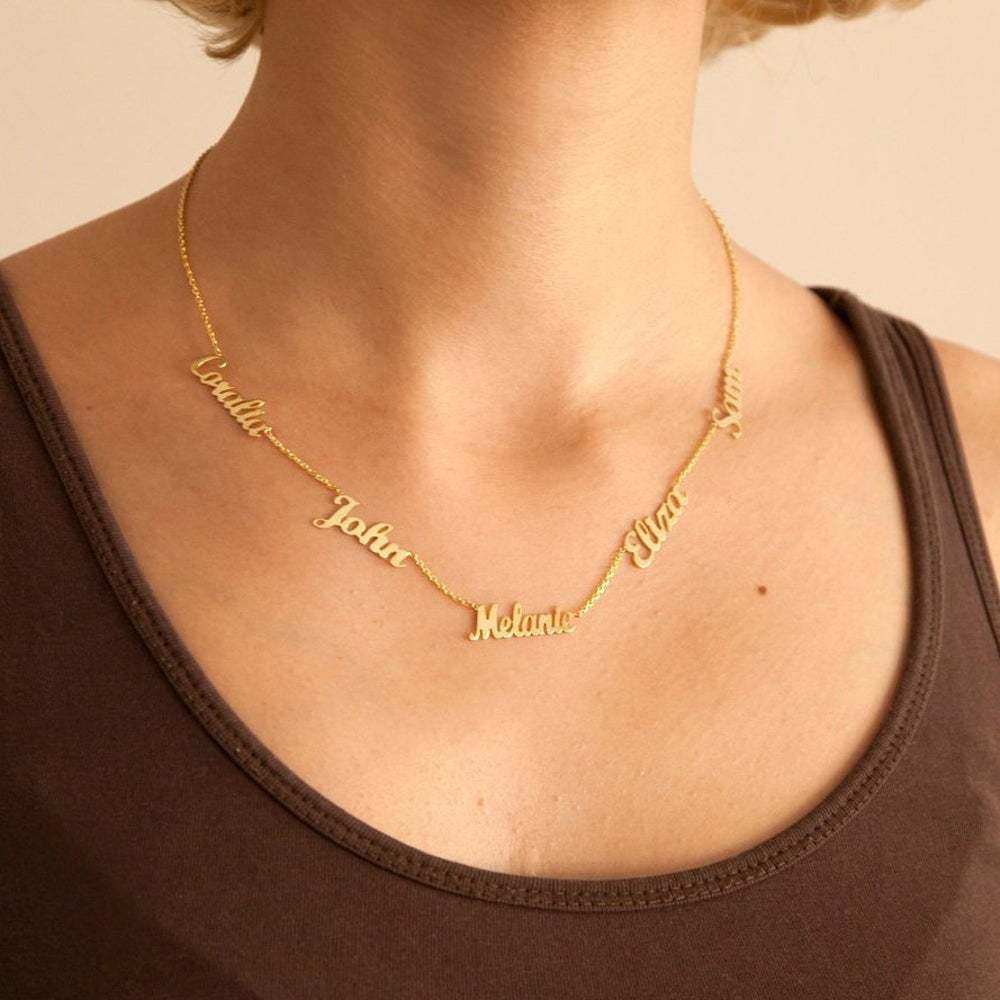Five Names Custom Gold Plated Family Necklace-silviax
