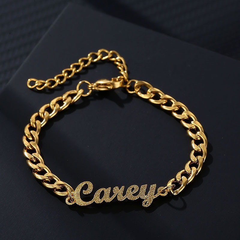 Cuban Chain Customized Bling Bling Frosted Name Chain Bracelet-silviax