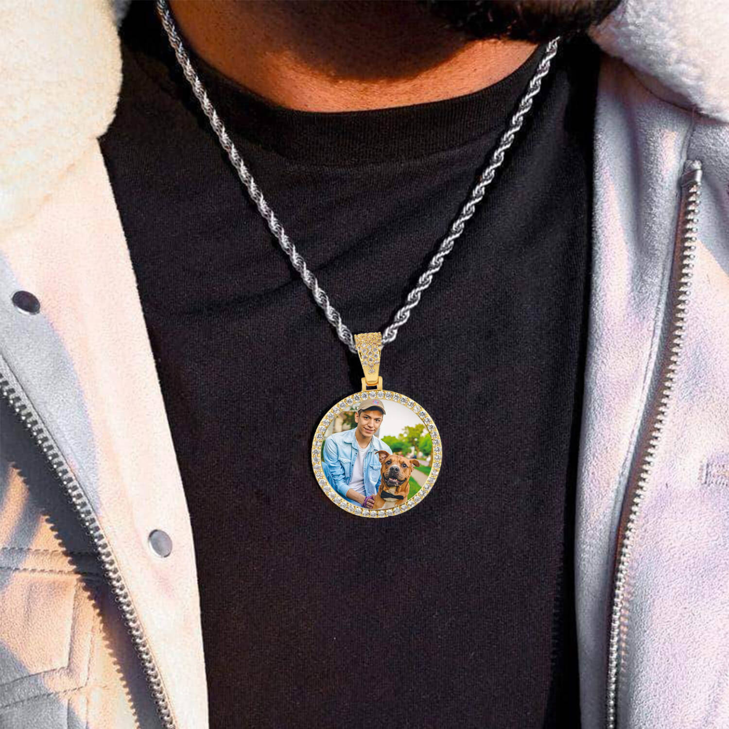 Circular Personalized Photo Pendant Medallions Necklace-silviax