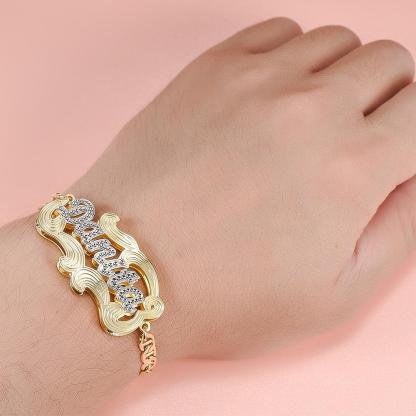 Double Layer Two Tone Gold Plated Personalized Name Bracelet-silviax