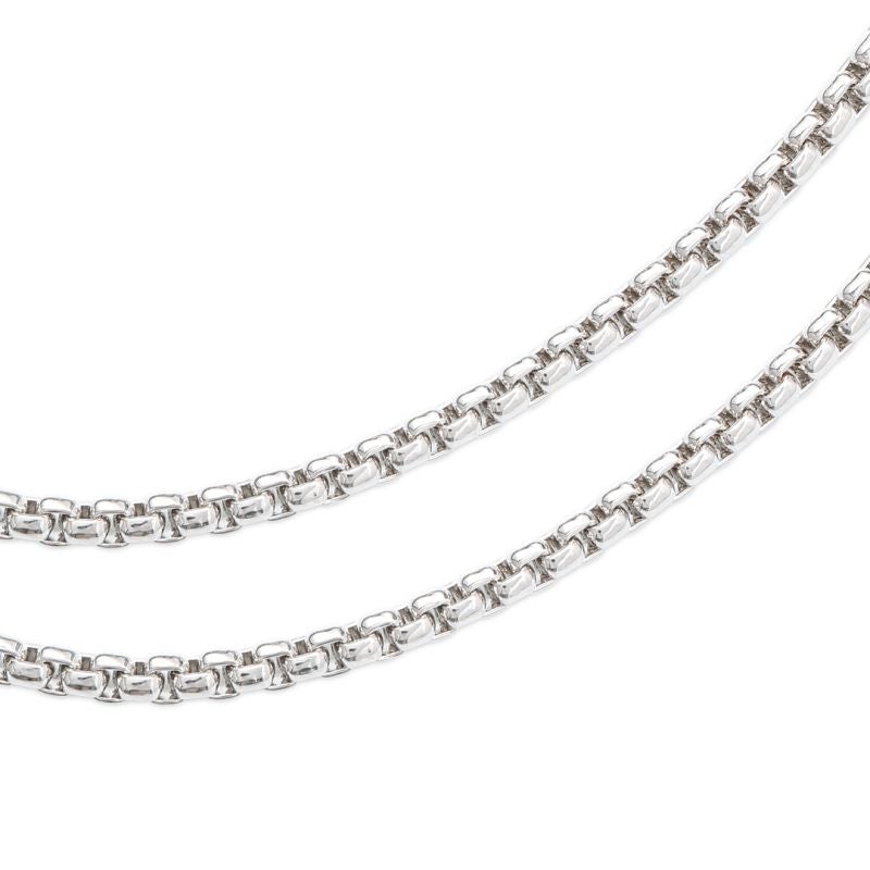 3mm/5mm Round Box Chain White Gold Plated Necklace-silviax