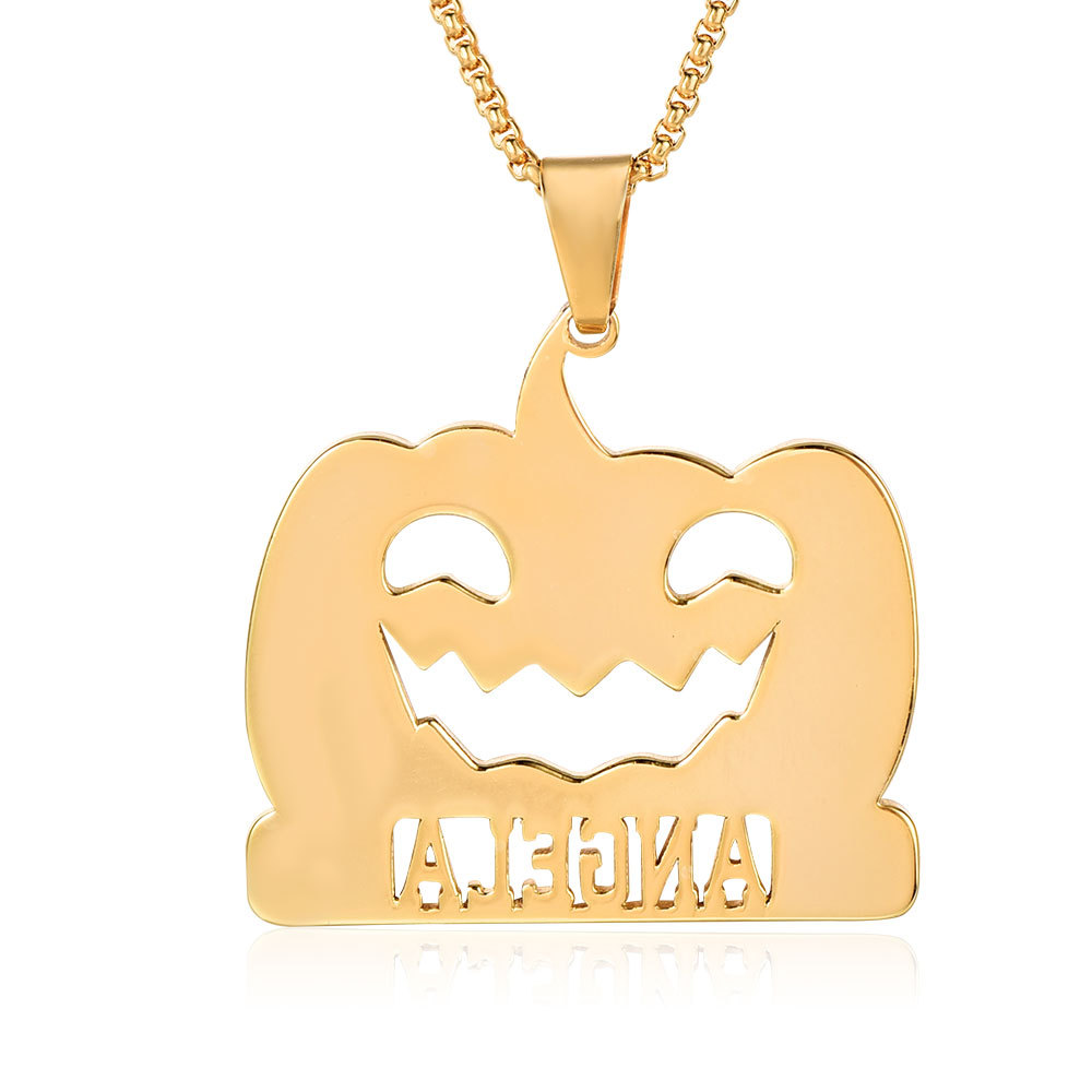 Halloween Box Chain Personalized Custom Pumpkin Nameplate Necklace-silviax