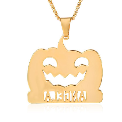 Halloween Box Chain Personalized Custom Pumpkin Nameplate Necklace-silviax