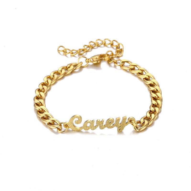 Cuban Chain Customized Bling Bling Frosted Name Chain Bracelet-silviax
