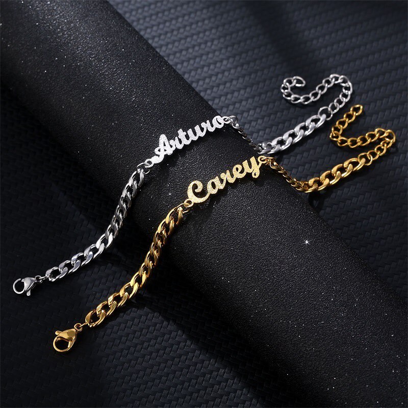 Cuban Chain Customized Bling Bling Frosted Name Chain Bracelet-silviax