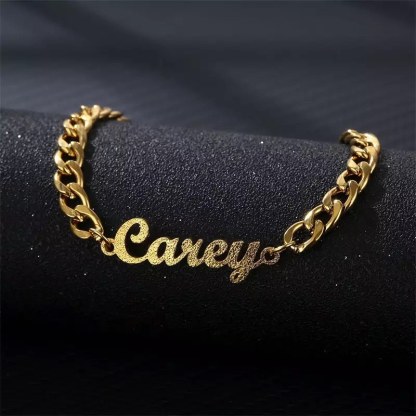 Cuban Chain Customized Bling Bling Frosted Name Chain Bracelet-silviax
