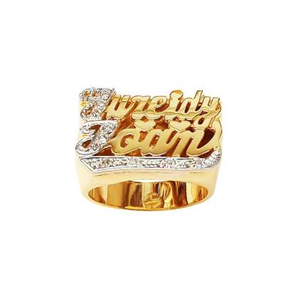 Two Tone Two Names Heart Personalized Custom Gold Plated Name Ring-silviax