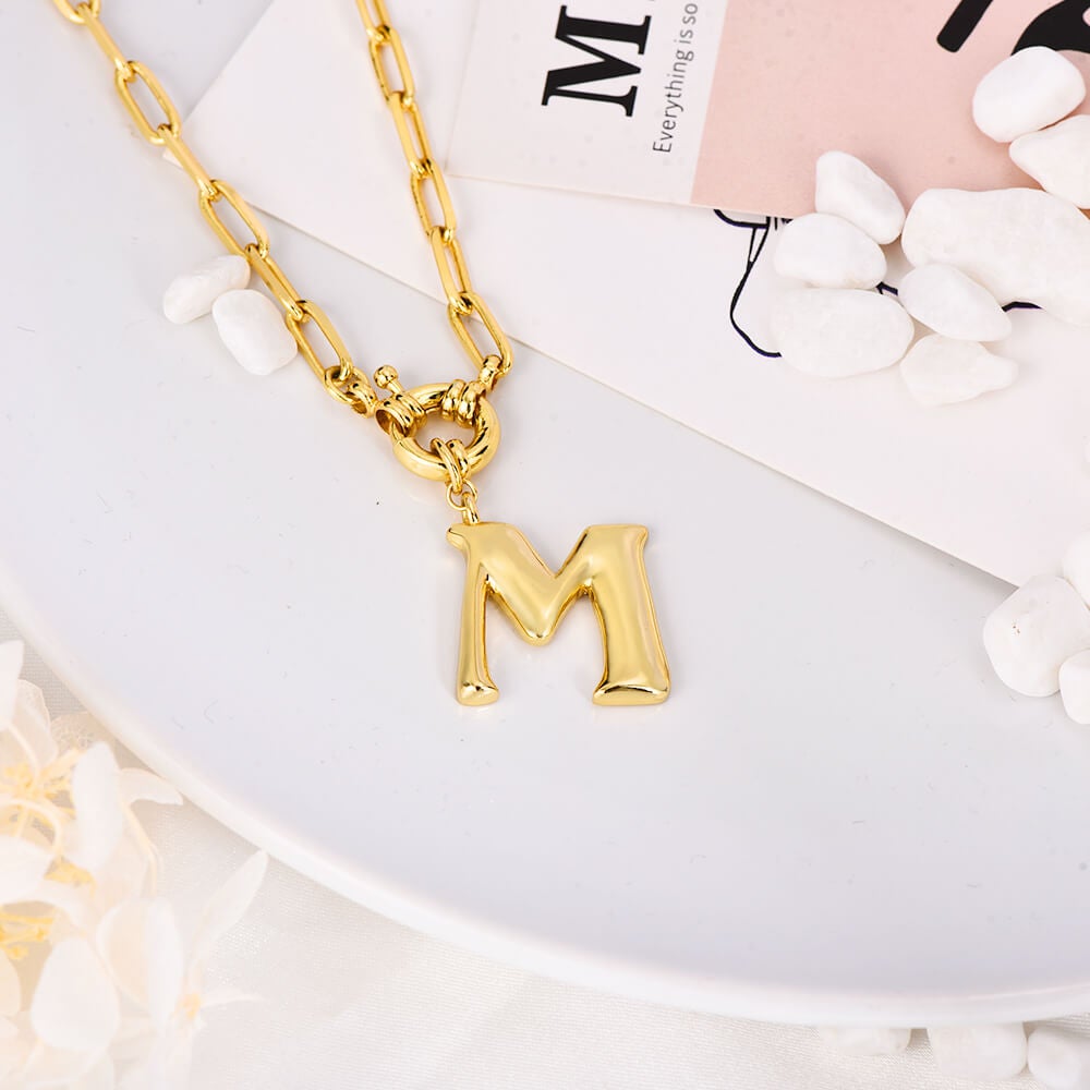 Initial Letter Personality Pendant Personalized Custom Gold Plated Initial Necklace-silviax