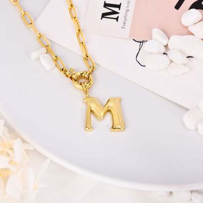 Initial Letter Personality Pendant Personalized Custom Gold Plated Initial Necklace-silviax