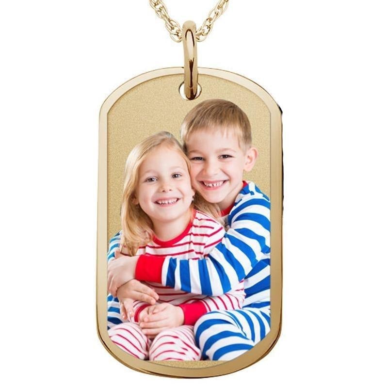 Engraved with Border Gold Plated Personalized Photo Necklace-silviax
