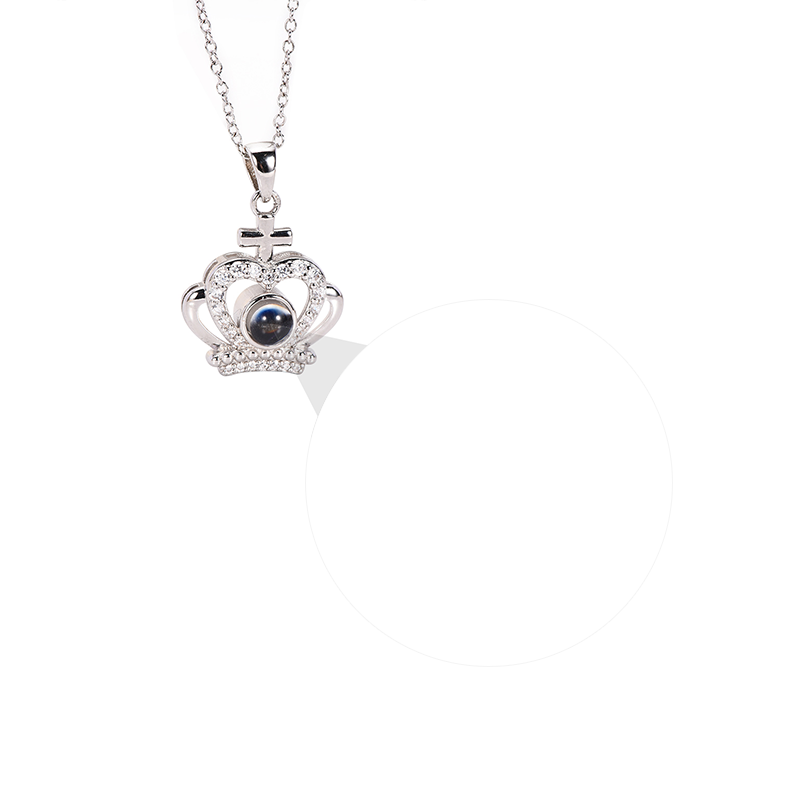 Crown Pendant Personalized Color Photo Projection Necklace-silviax