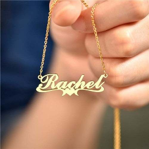 Heart Name Necklace Personalized Custom Gold Plated Mother Gift-silviax